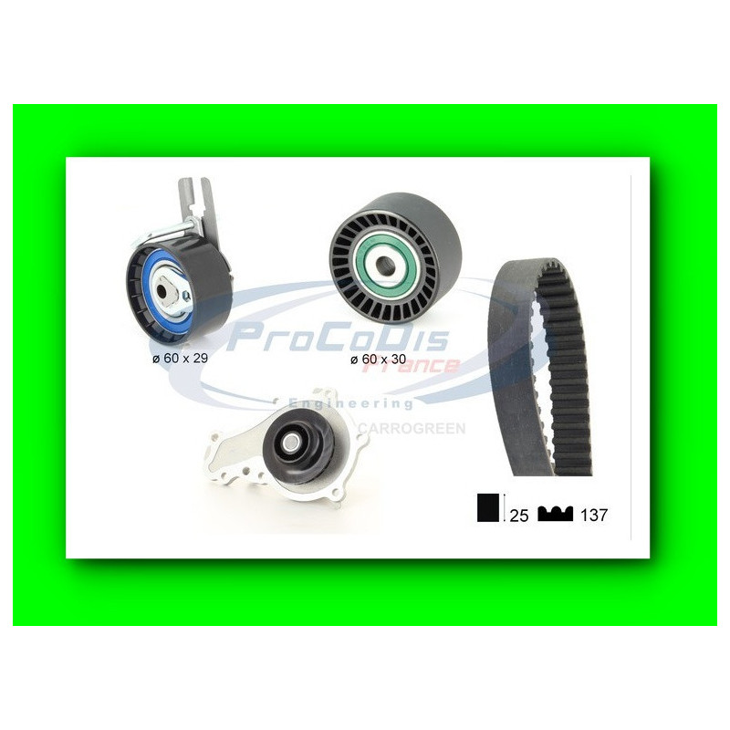 Kit Distribution avec Pompe à eau PEUGEOT 307 HDI 1.6 L : Carrogreen
